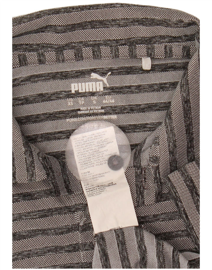Puma Mens Polo Shirt Small Grey Striped Polyester
