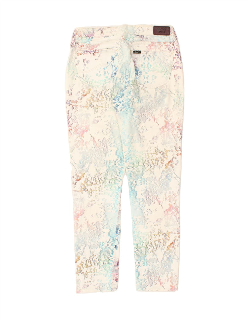 LEE Womens Slim Casual Trousers W27 L27 White Floral Cotton | Vintage Lee | Thrift | Second-Hand Lee | Used Clothing | Messina Hembry 