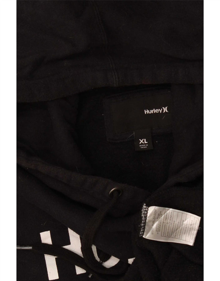 Hurley Mens Graphic Hoodie Jumper XL Black Polyester