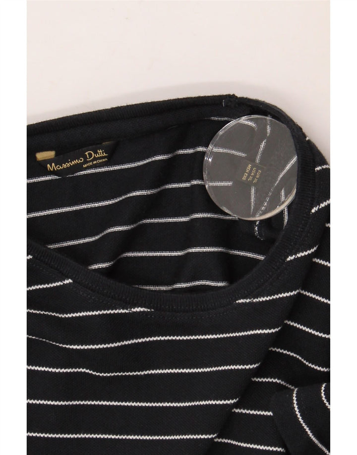 MASSIMO DUTTI Mens T-Shirt Top XL Black Striped