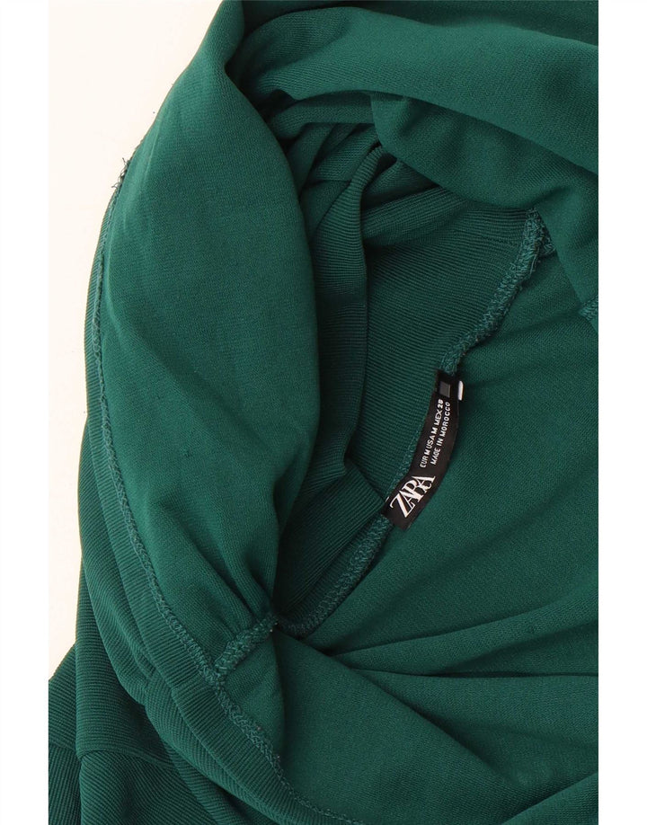 Zara Womens Crop Top Long Sleeve UK 12 Medium Green