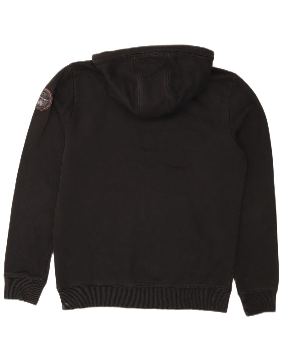 NAPAPIJRI Mens Geographic Graphic Hoodie Jumper Small Black Cotton