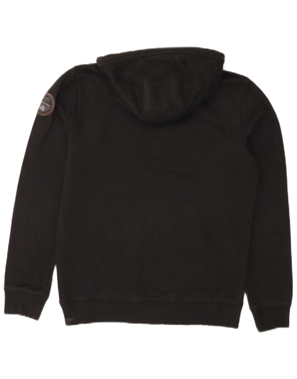 NAPAPIJRI Mens Geographic Graphic Hoodie Jumper Small Black Cotton