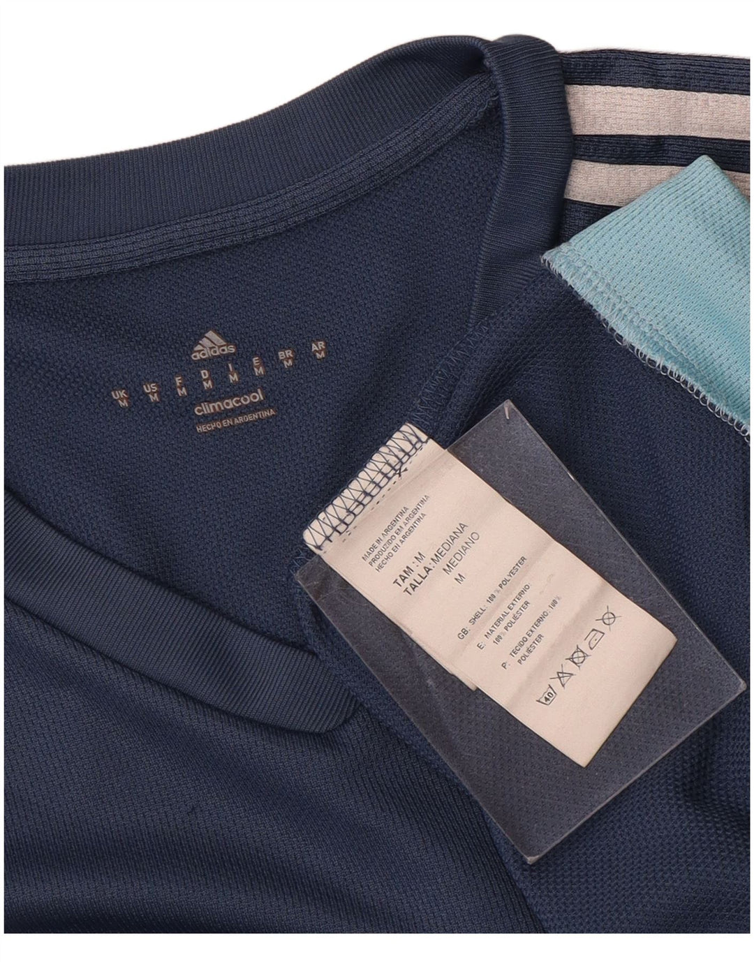 Adidas Mens Climalite T-Shirt Top Medium Navy Blue Colourblock Polyester