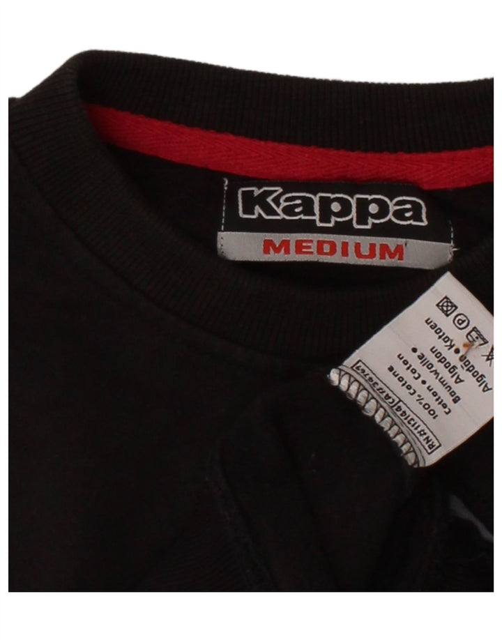 KAPPA Womens Oversized Graphic Sweatshirt Jumper UK 14 Medium Black Cotton Vintage Kappa and Second-Hand Kappa from Messina Hembry 