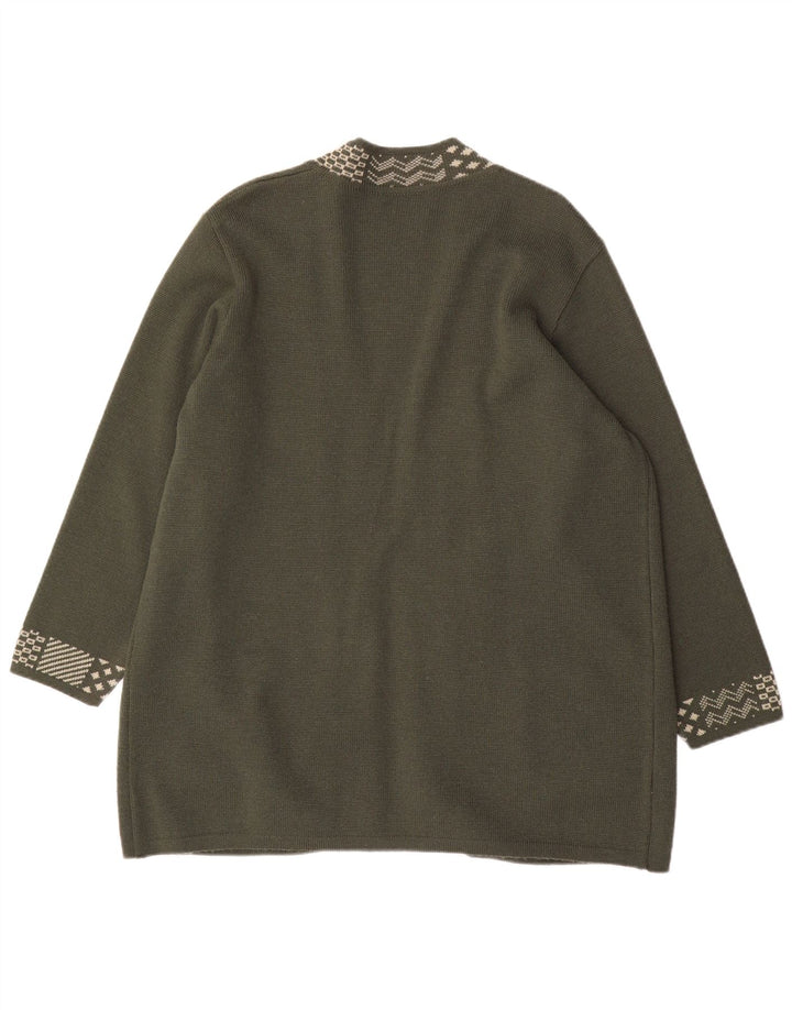 Grazia Womens Longline Cardigan Sweater US 18 2XL Khaki Wool