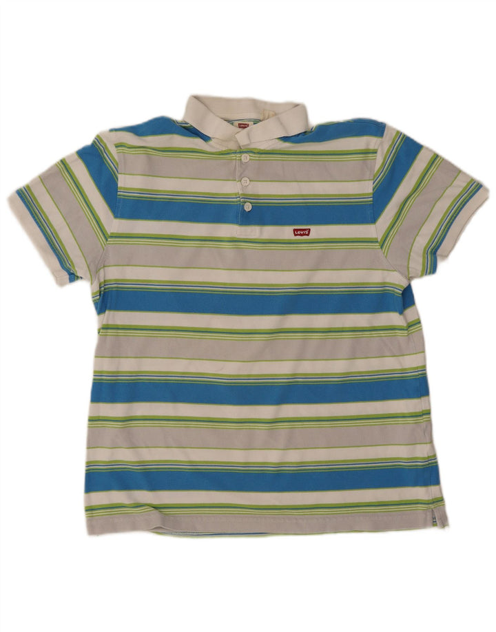Levi's Mens Polo Shirt Large Multicoloured Striped Cotton