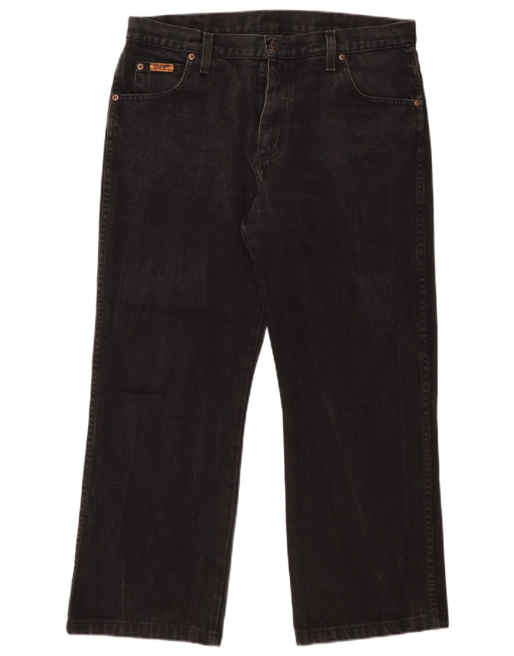 Wrangler Mens Bootcut Jeans W34 L27 Black Cotton