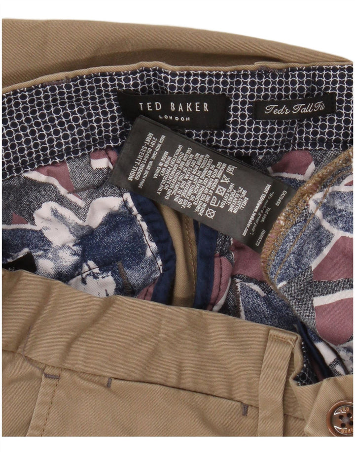 Ted Baker Mens Straight Chino Trousers W36 L36 Beige Cotton