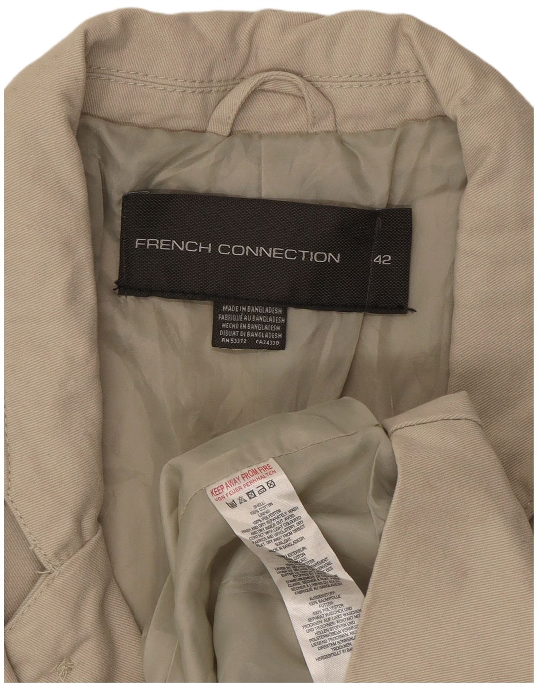 French Connection Mens 2 Button Blazer Jacket UK 42 XL Beige Cotton