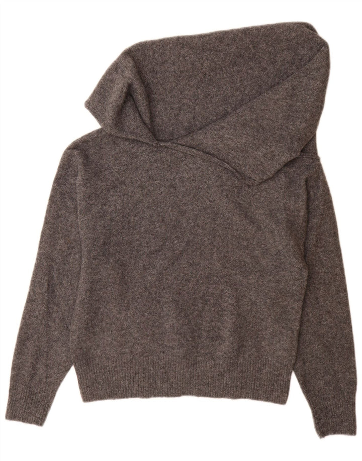 Zara Womens Oversized Shawl Neck Jumper Sweater UK 10 Small Grey Polyester