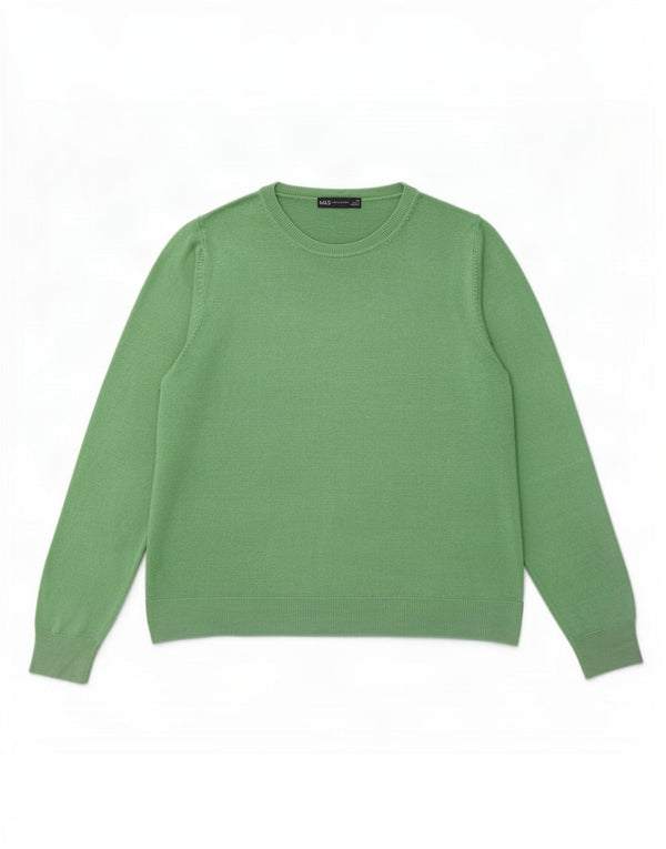 Marks & Spencer Womens Crew Neck Jumper Sweater UK 22 3XL Green Acrylic