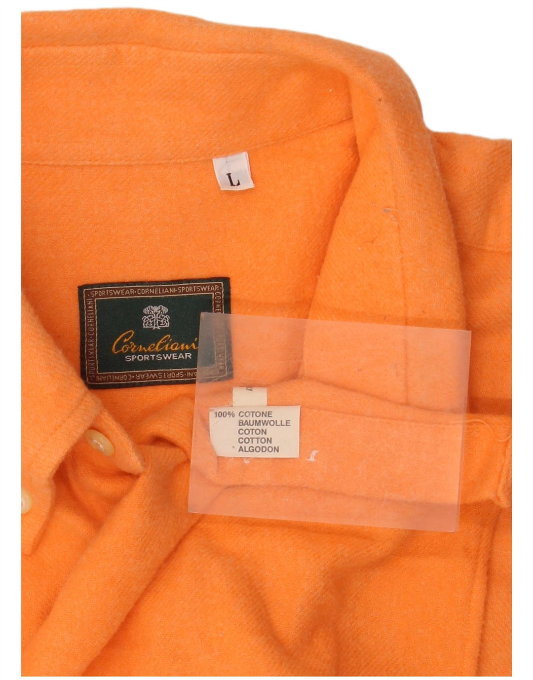 CORNELIANI Mens Flannel Shirt Large Orange Cotton