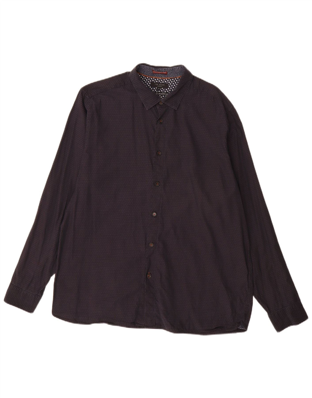 Ted Baker Mens Abstract Pattern Shirt Size 6 XL Navy Blue Spotted Cotton