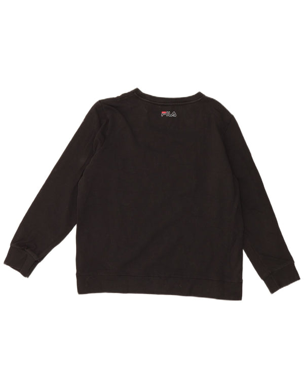 Fila Womens Graphic Sweatshirt Jumper UK 14 Large Black Cotton