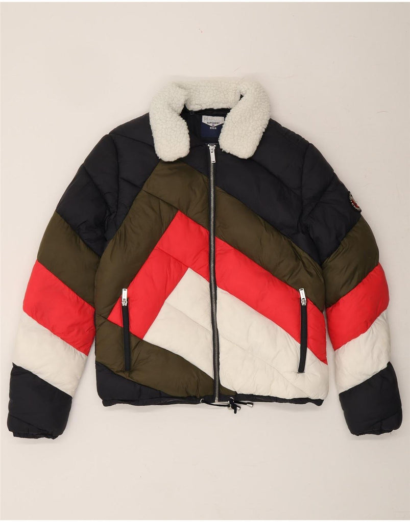 SUPERDRY Womens Padded Jacket UK 14 Medium Multicoloured Colourblock Nylon Vintage Superdry and Second-Hand Superdry from Messina Hembry 