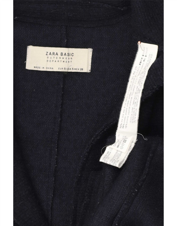 Zara Womens Oversized Overcoat UK 10 Small Navy Blue Wool