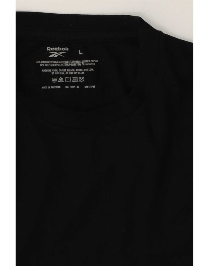 Reebok Mens T-Shirt Top Large Black Cotton