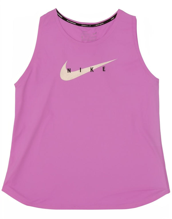 Nike Womens Running Graphic Vest Top UK 14 Medium Pink Polyester Sports