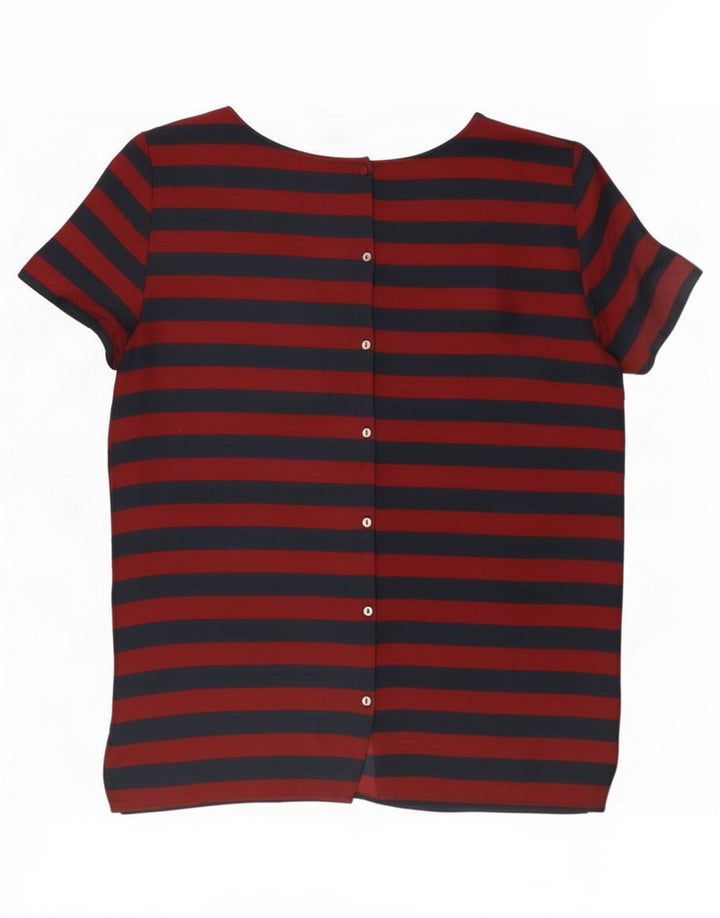 Tommy Hilfiger Womens Blouse Top US 8 Medium Red Striped Polyester