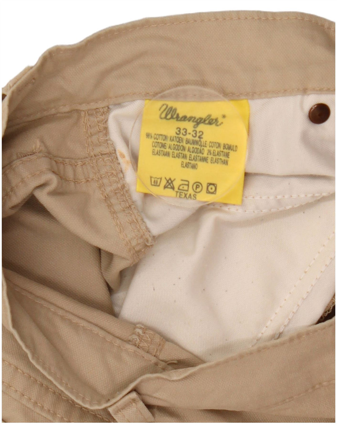Wrangler Mens Texas Straight Casual Trousers W32 L33 Beige Cotton