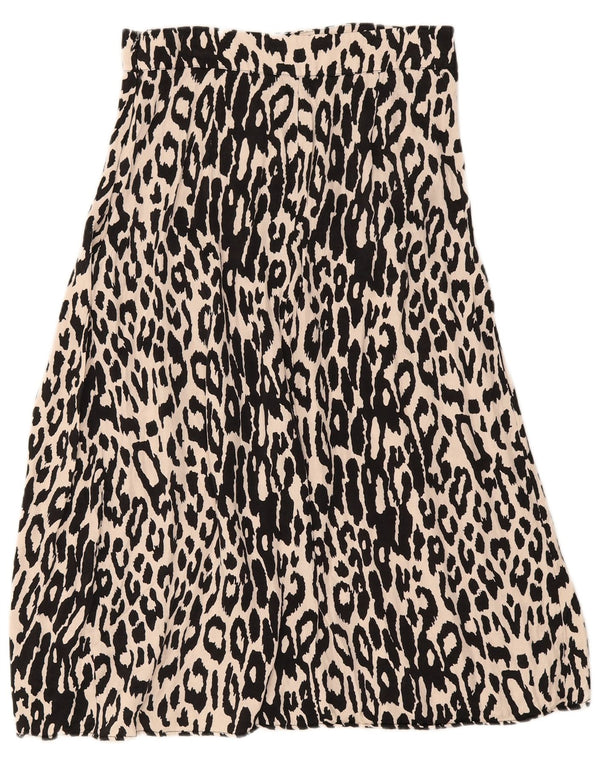 Zara Womens A-Line Skirt Large W30 Black Animal Print Viscose
