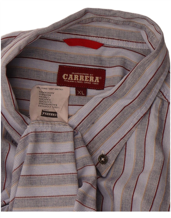 Carrera Mens Shirt XL Blue Striped Cotton