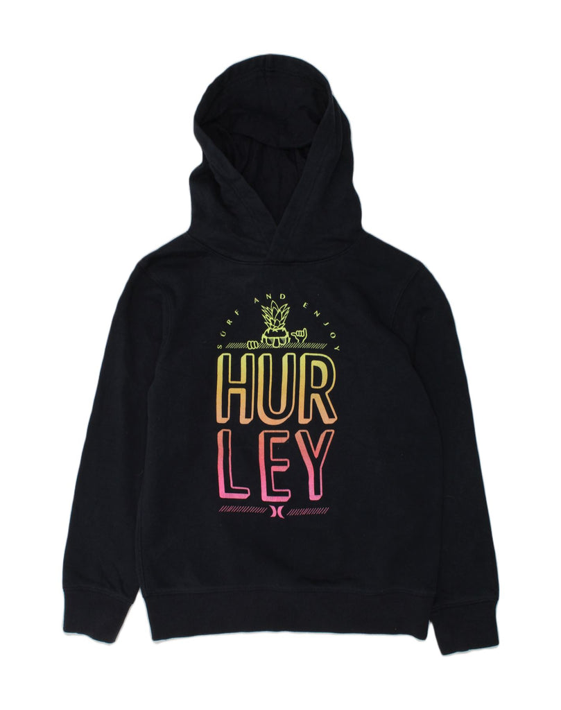 HURLEY Girls Graphic Hoodie Jumper 10-11 Years Medium  Navy Blue | Vintage Hurley | Thrift | Second-Hand Hurley | Used Clothing | Messina Hembry 