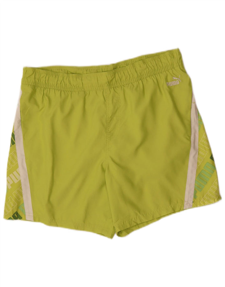 PUMA Mens Graphic Sport Shorts Medium  Green Polyester