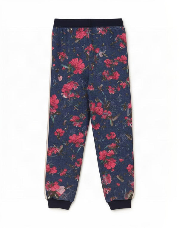 Adidas Girls Tracksuit Trousers Joggers 12-13 Years Blue Floral Polyester