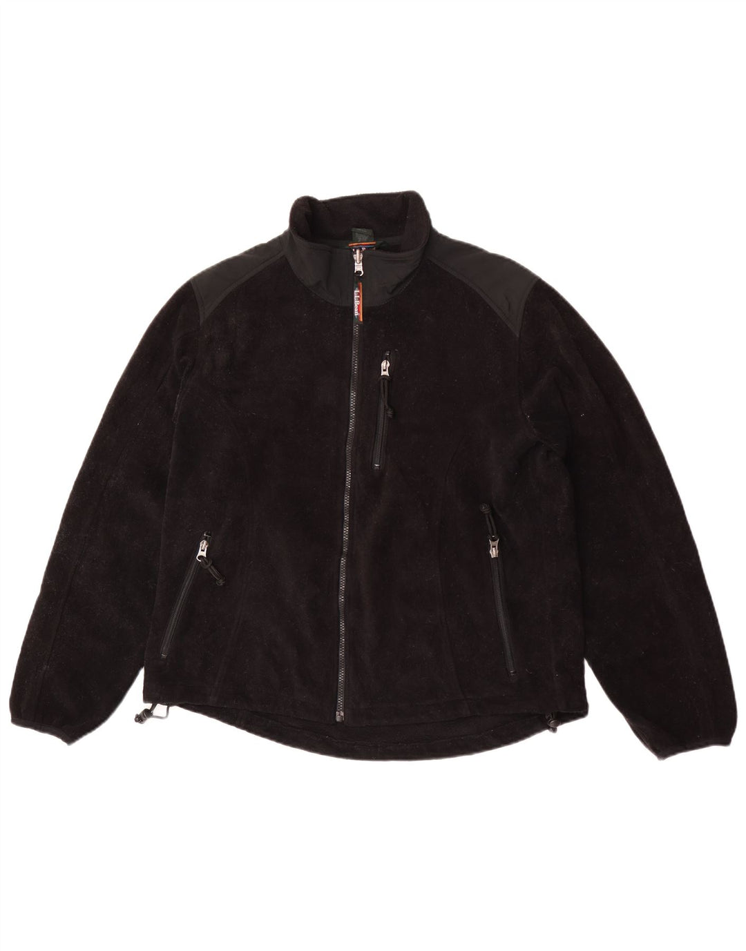 L.L.Bean Womens Fleece Jacket UK 16 Large Black Colourblock Polyester
