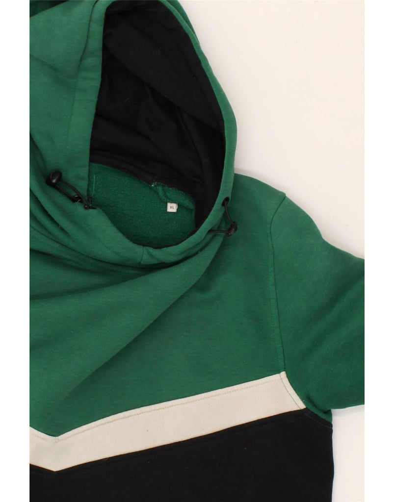 JACK & JONES Mens Hoodie Jumper XL Green Colourblock Polyester | Vintage Jack & Jones | Thrift | Second-Hand Jack & Jones | Used Clothing | Messina Hembry 