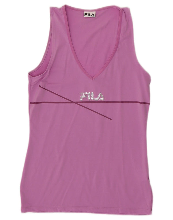 Fila Womens Graphic Vest Top UK 12 Medium Pink Nylon