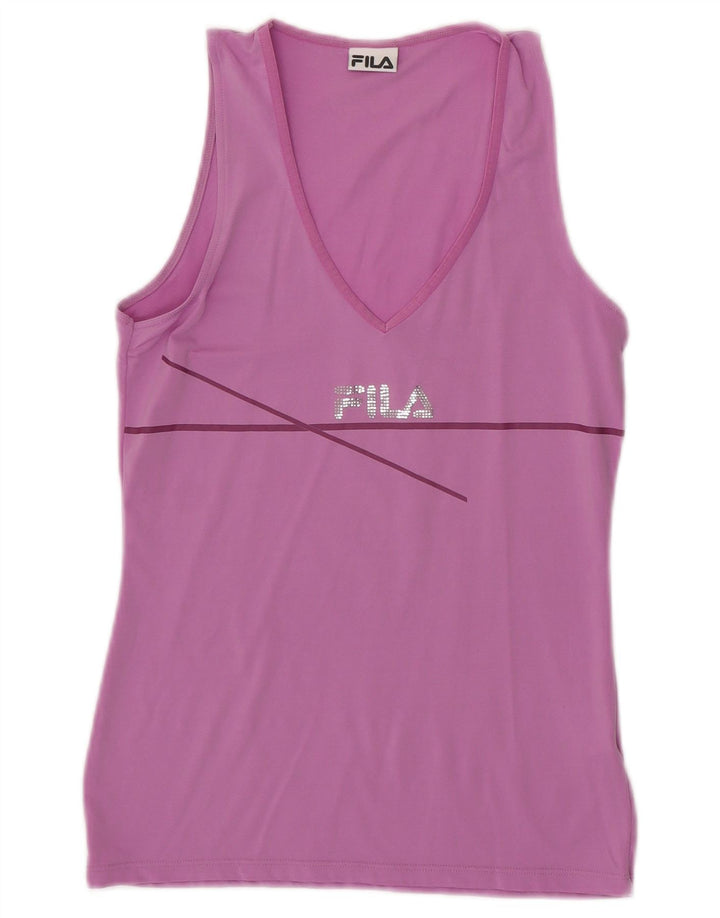 Fila Womens Graphic Vest Top UK 12 Medium Pink Nylon