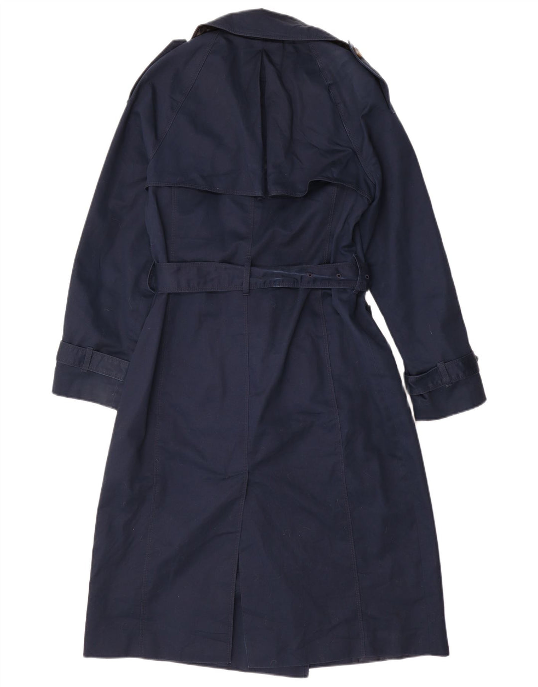 Marks & Spencer Womens Autograph Trench Coat UK 10 Small Navy Blue Cotton