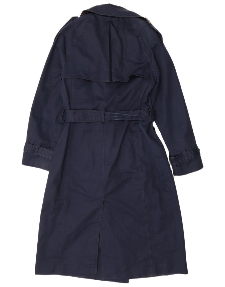 Marks & Spencer Womens Autograph Trench Coat UK 10 Small Navy Blue Cotton