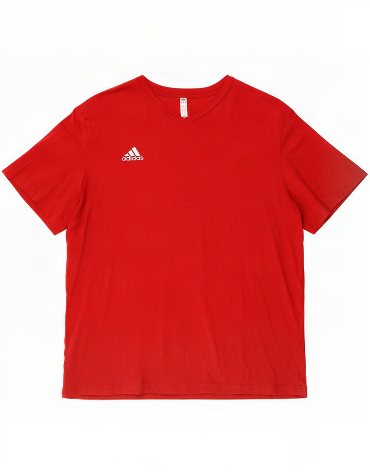 Adidas Mens T-Shirt Top 2XL Red Cotton