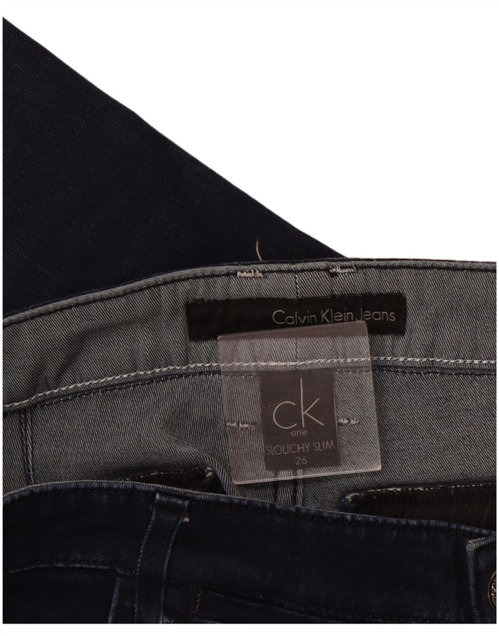 Calvin Klein Womens Slouchy Crop Slim Jeans W26 L25 Navy Blue