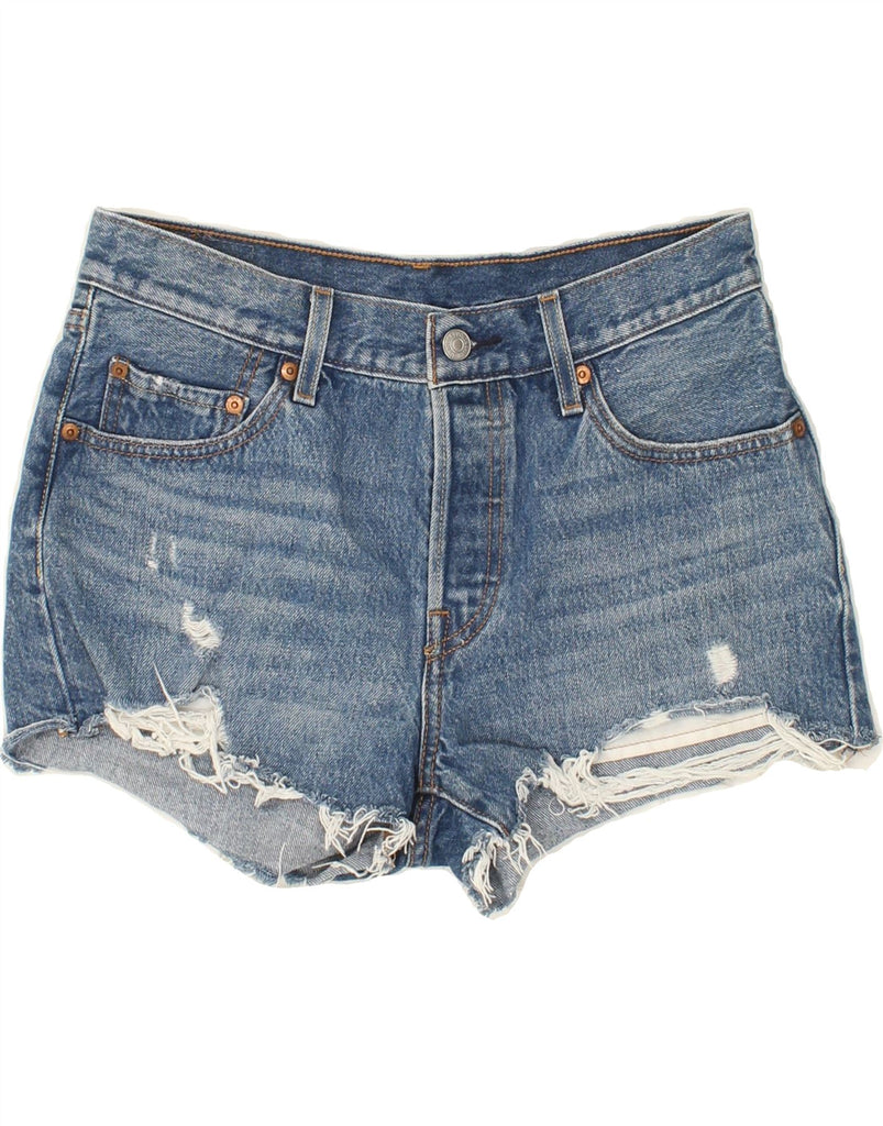 LEVI'S Womens 501 Distressed Denim Shorts W27 Small Blue Cotton Vintage Levi's and Second-Hand Levi's from Messina Hembry 