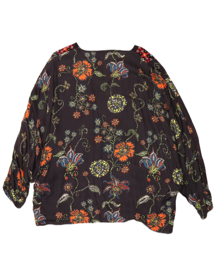Desigual Womens Tunic Top UK 12 Medium Black Floral