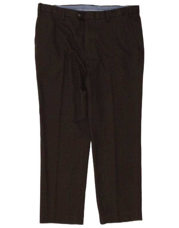 Marks & Spencer Mens Straight Regular Suit Trousers W38 L31 Brown Polyester
