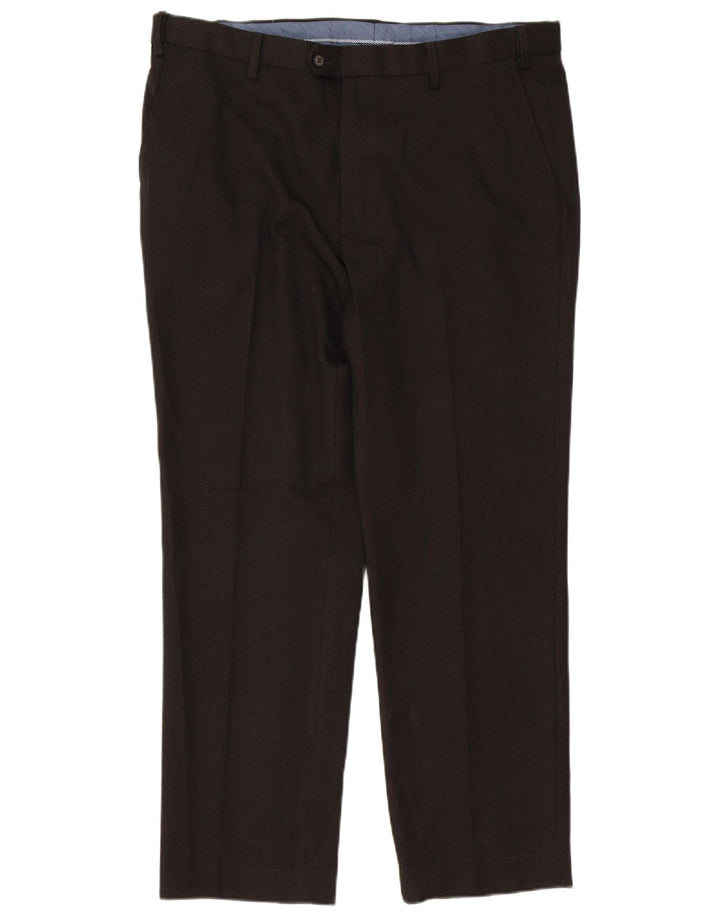 Marks & Spencer Mens Straight Regular Suit Trousers W38 L31 Brown Polyester