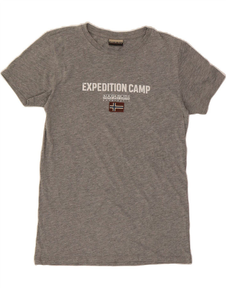 NAPAPIJRI Boys Graphic T-Shirt Top 13-14 Years Grey Vintage Napapijri and Second-Hand Napapijri from Messina Hembry 