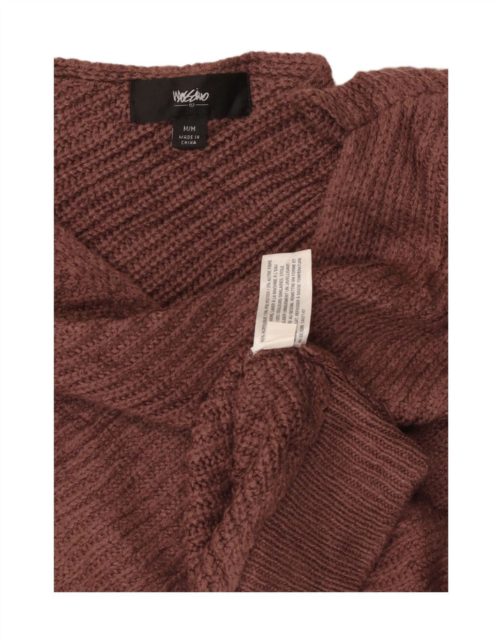 MOSSIMO Womens Asymmetric Boat Neck Jumper Sweater UK 12 Medium Brown
