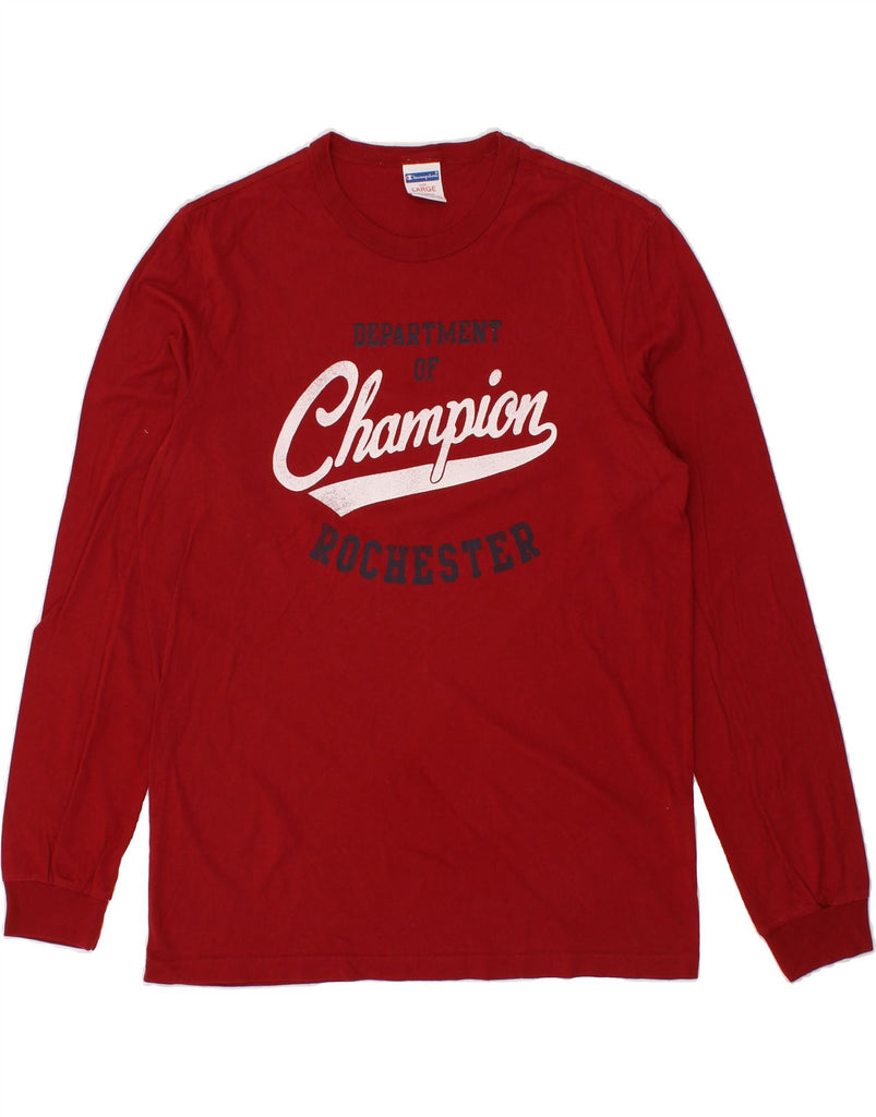 CHAMPION Mens Graphic Top Long Sleeve Large Red Cotton | Vintage Champion | Thrift | Second-Hand Champion | Used Clothing | Messina Hembry 