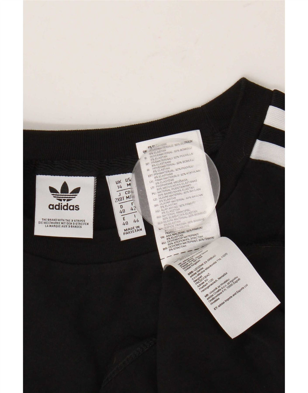 Adidas Womens T-Shirt Top UK 14 Medium Black Cotton