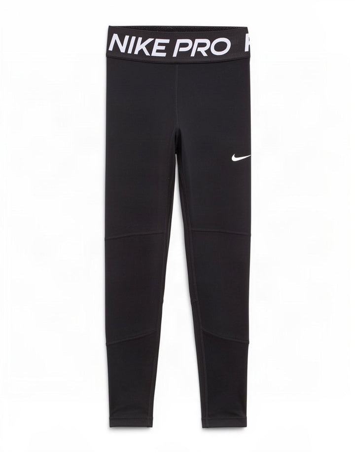 Nike Girls Dri Fit Graphic Leggings 8-9 Years Small Black Polyester