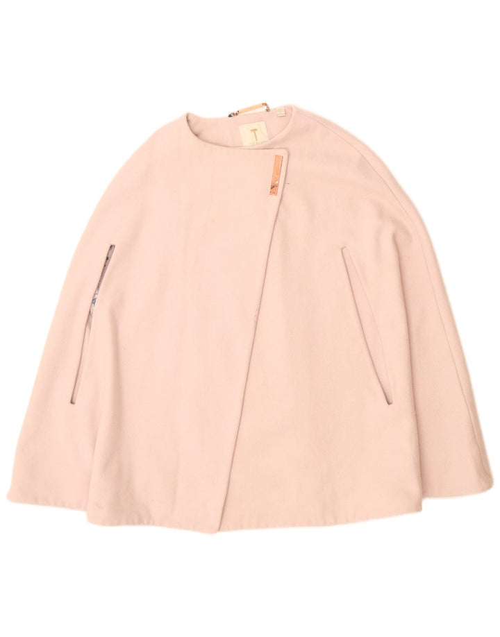 Ted Baker Womens Oversized Cape Coat UK 10 Small Pink Wool