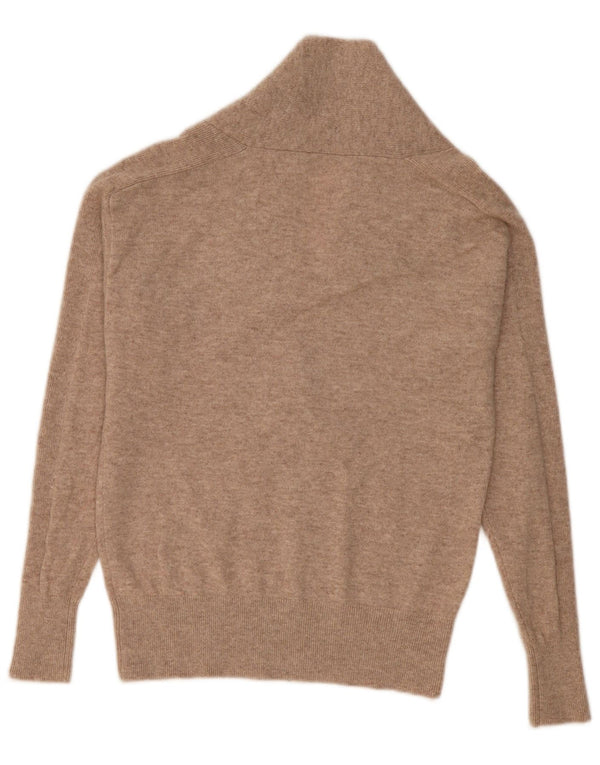 Vintage Womens Shawl Neck Jumper Sweater UK 14 Medium Beige Cashmere