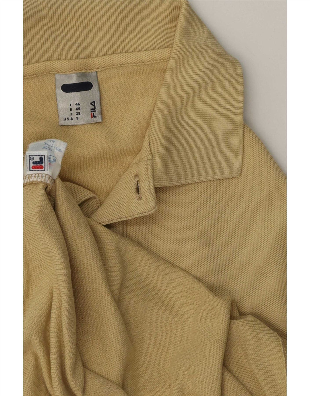 Fila Mens Regular Fit Polo Shirt IT 46 Small Yellow Cotton